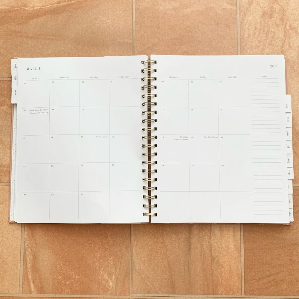 NWT Sugar Paper Pink & White Spiral Floral Weekly Monthly Agenda Planner 2026